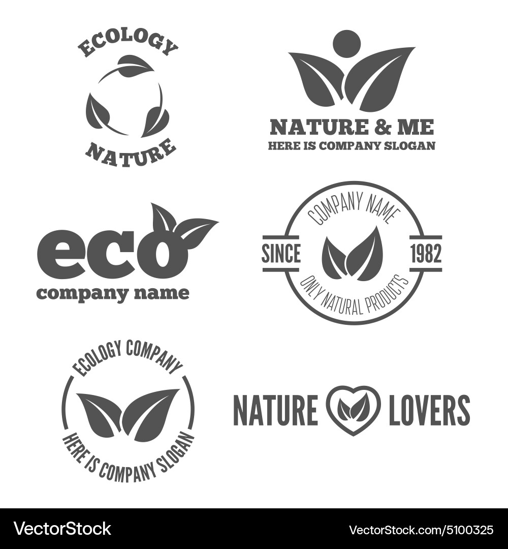 Logo badge label logotype elements with leafs Vector Image