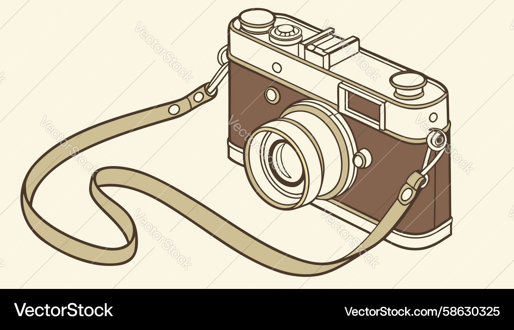 Retro Camera with Strap - Side View Vector Image