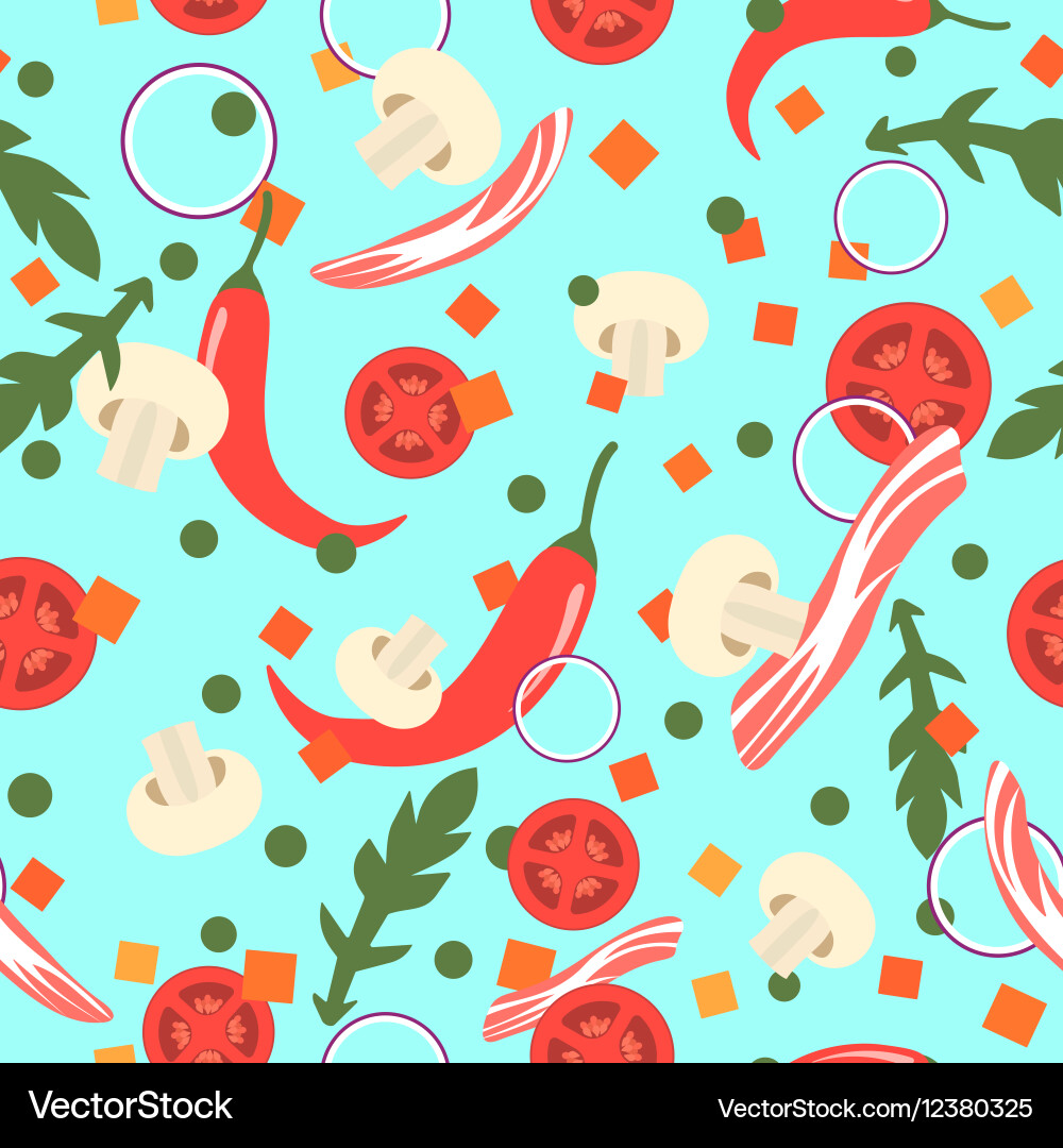 Seamless pattern with food slices design elements vector image