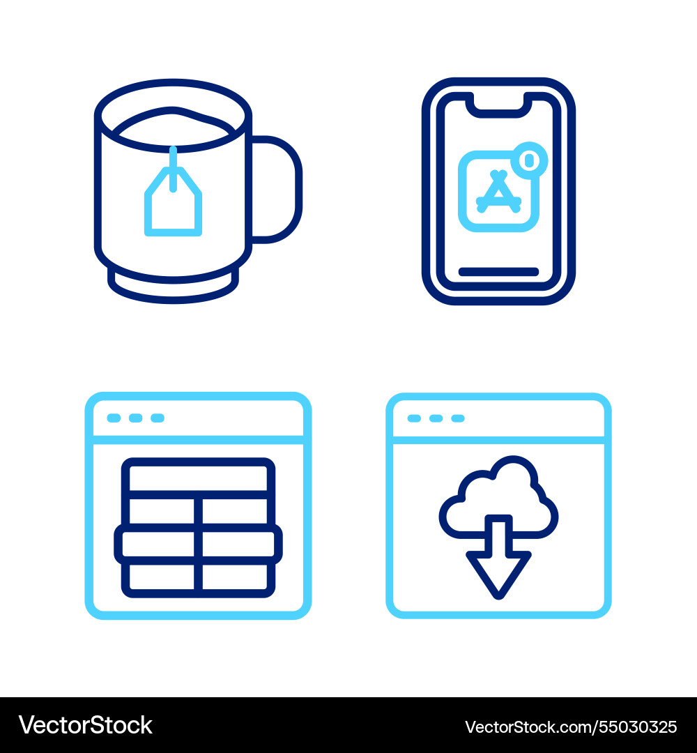 Set line cloud technology data transfer mysql Set line cloud technology data transfer mysql vector image
