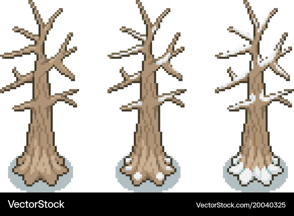 Set of trees in pixel style vector image