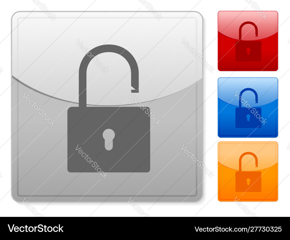 Square web buttons padlock open vector image