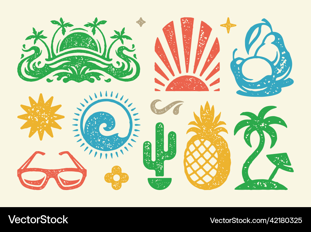 Summer symbols and objects set Summer symbols and objects set vector image