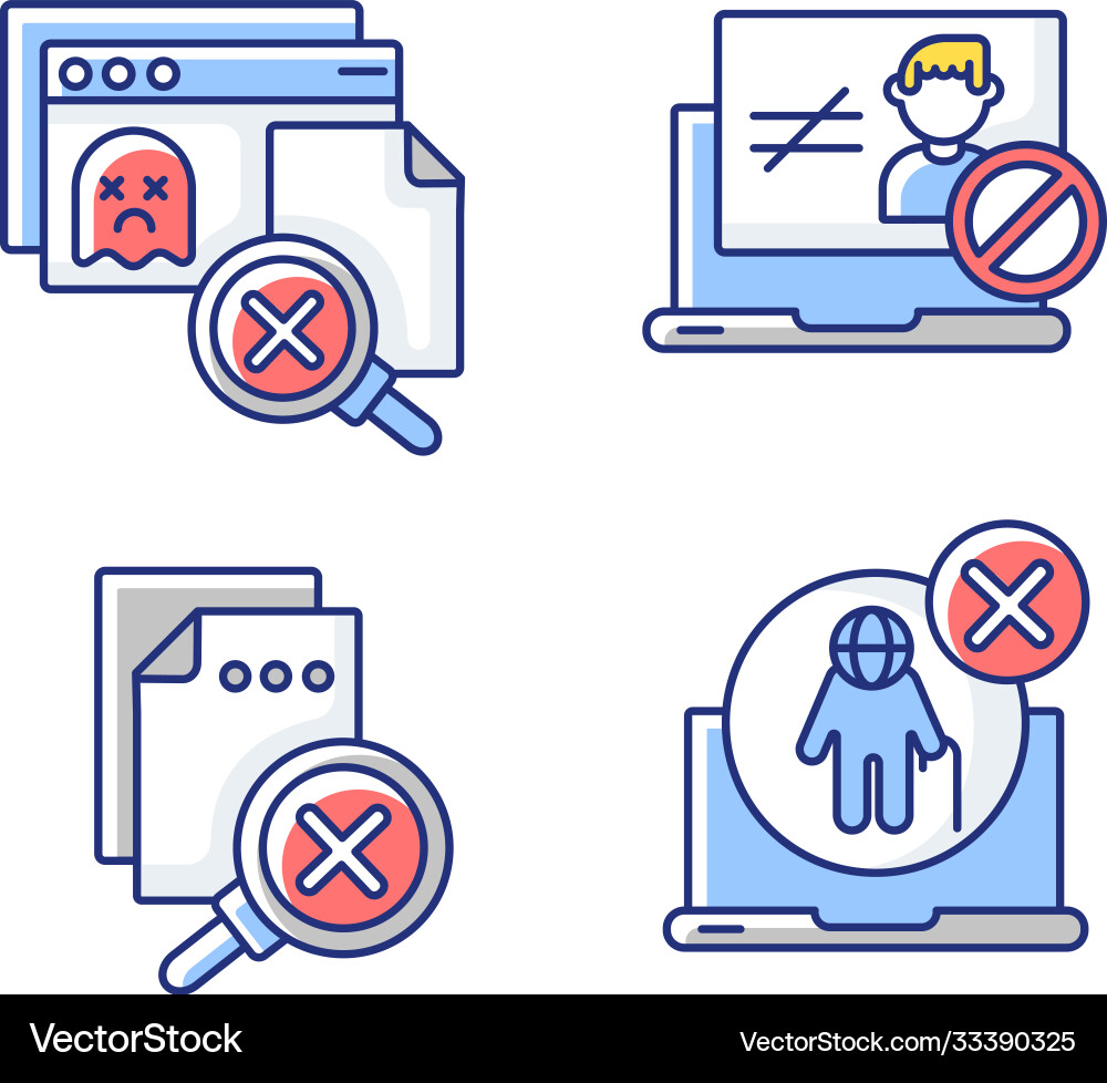 Webseitenfehler rgb color icons set Vektorbild