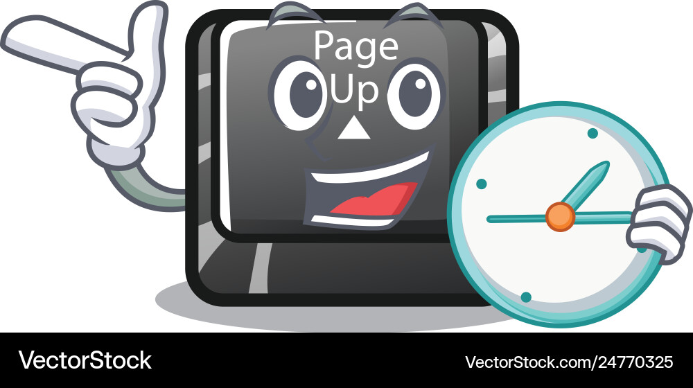 With clock button page up isolated character vector image