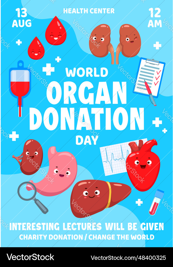 World body organ donation day poster or flyer vector image