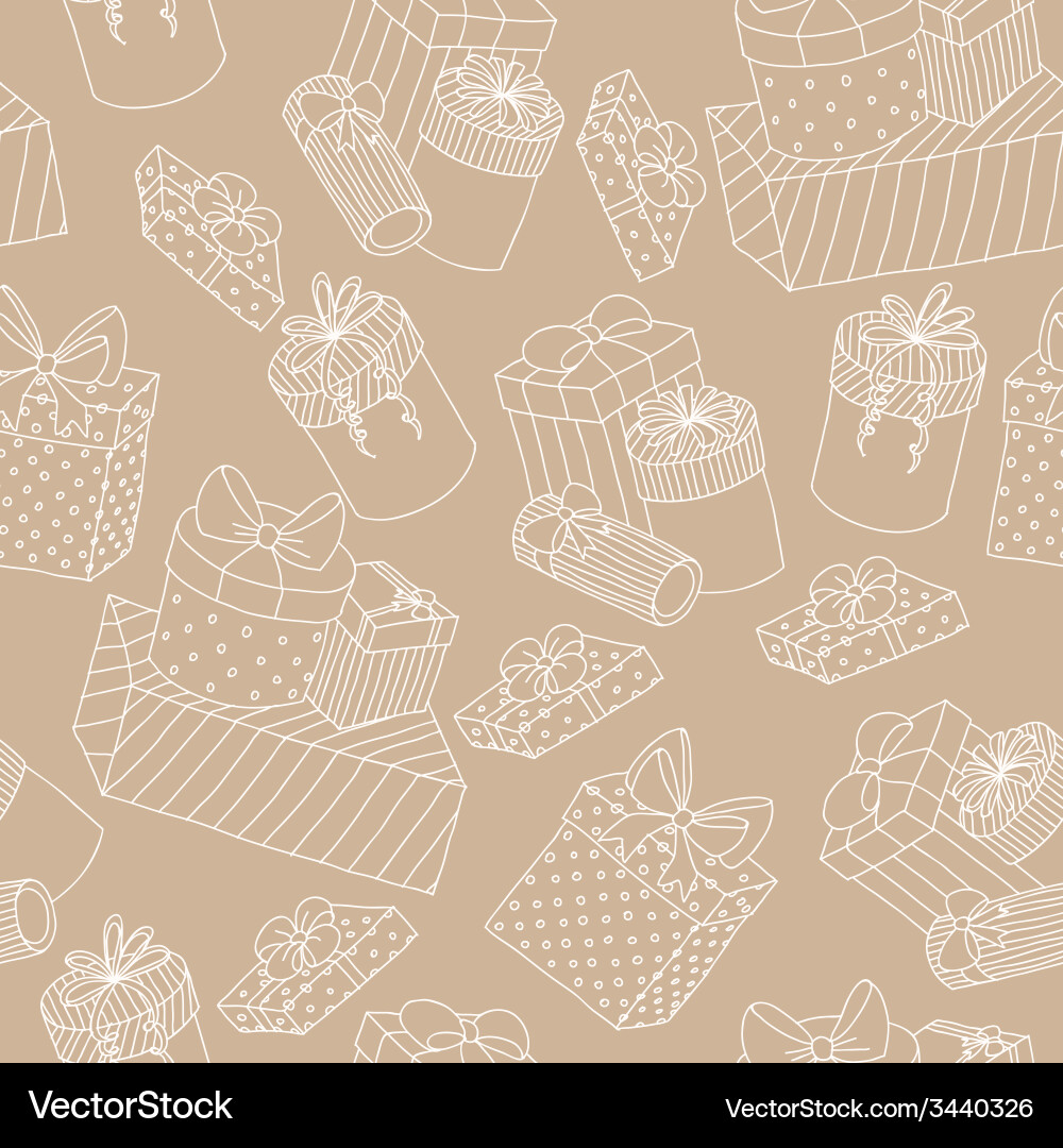 Beige seamless pattern with boxes of presents Vector Image