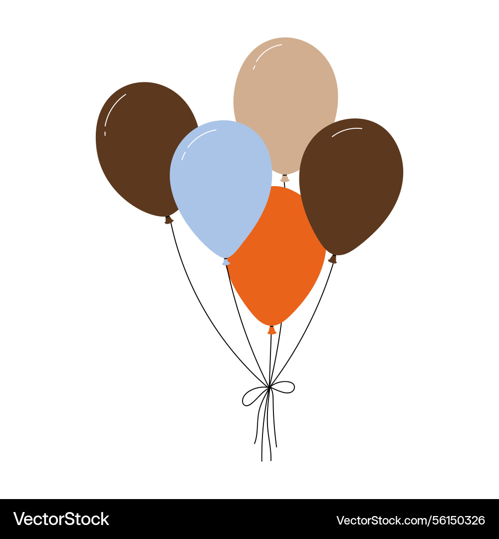 Bundle of colorful balloons with strings floating Bundle of colorful balloons with strings floating vector image