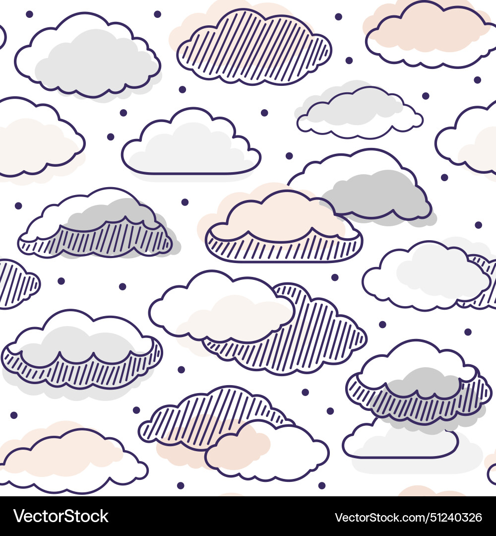 Cloud seamless pattern with lines striped Cloud seamless pattern with lines striped vector image