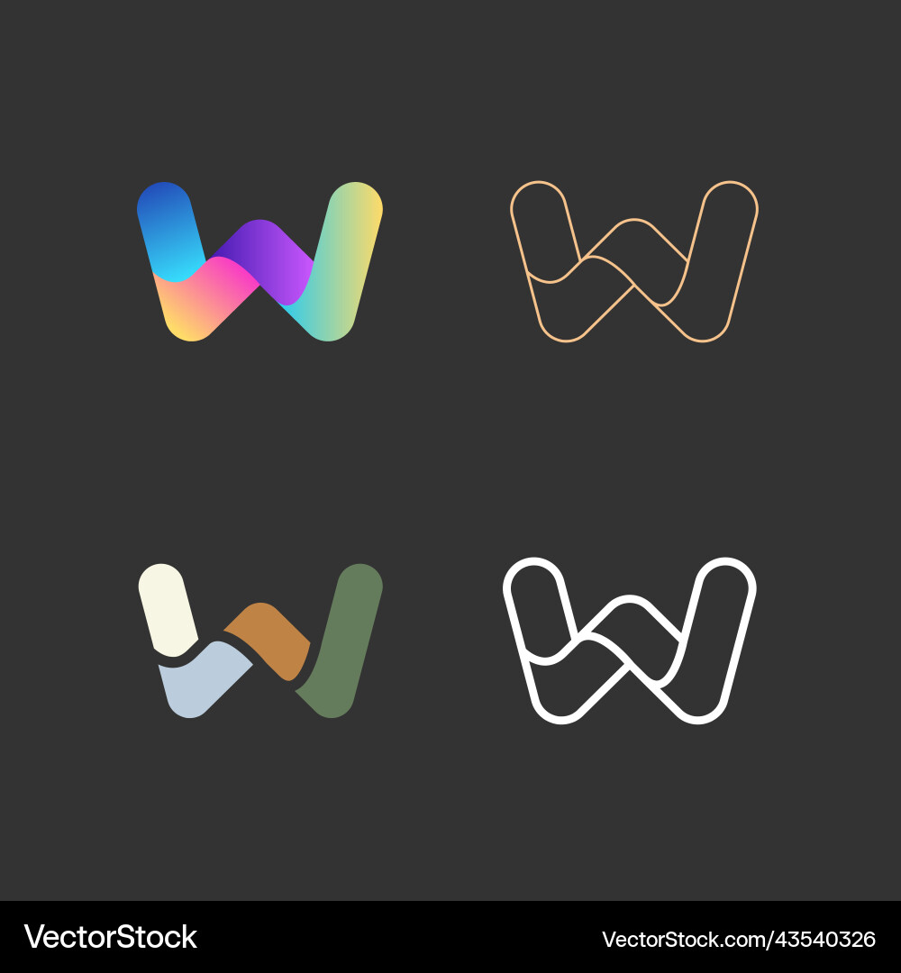 Collection of logos from 4 letter w Royalty Free Vector