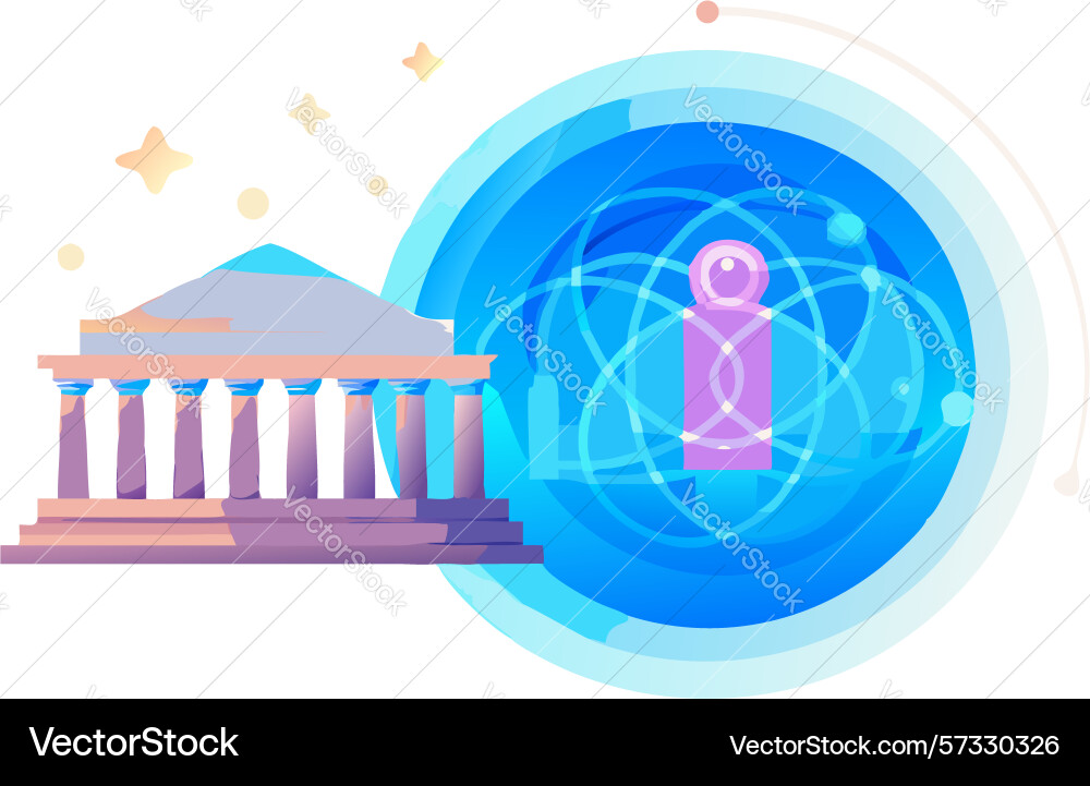 Data-driven building with glowing digital sphere Data-driven building with glowing digital sphere vector image