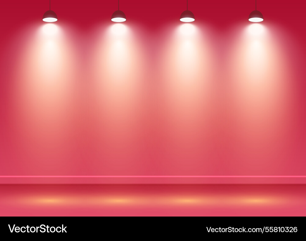 Display background with spotlights shining down vector image