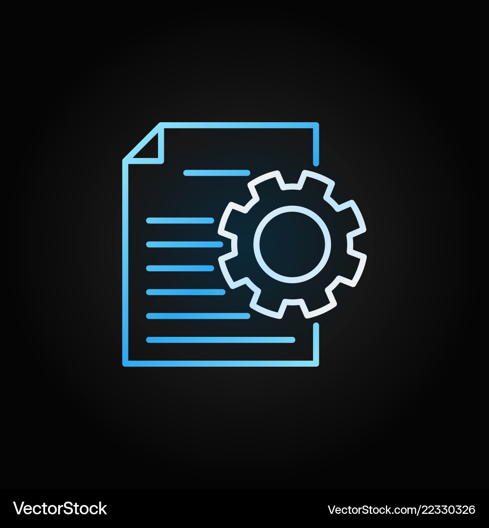 Document with cog colored icon in thin line Document with cog colored icon in thin line vector image
