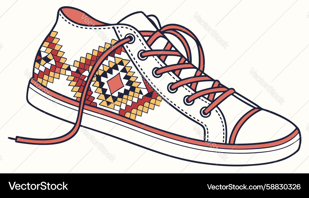 Ethnic patterned canvas shoe design generative ai Vector Image