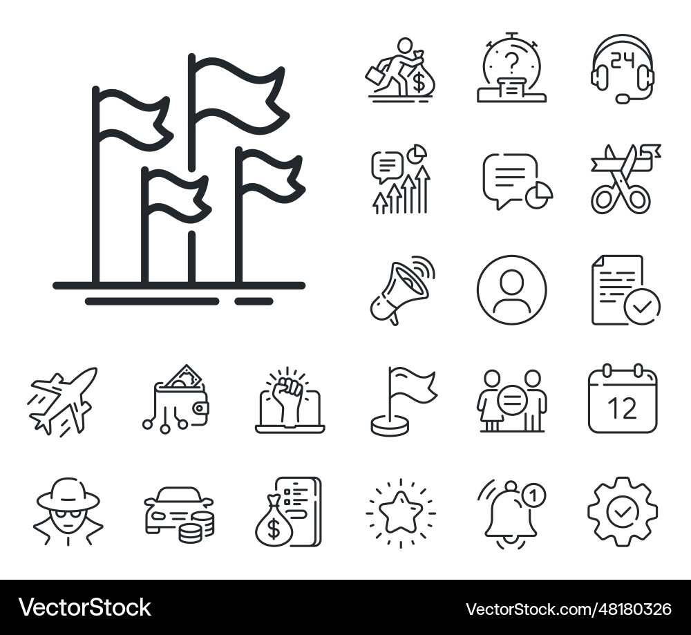Flags line icon goal success sign salaryman Flags line icon goal success sign salaryman vector image