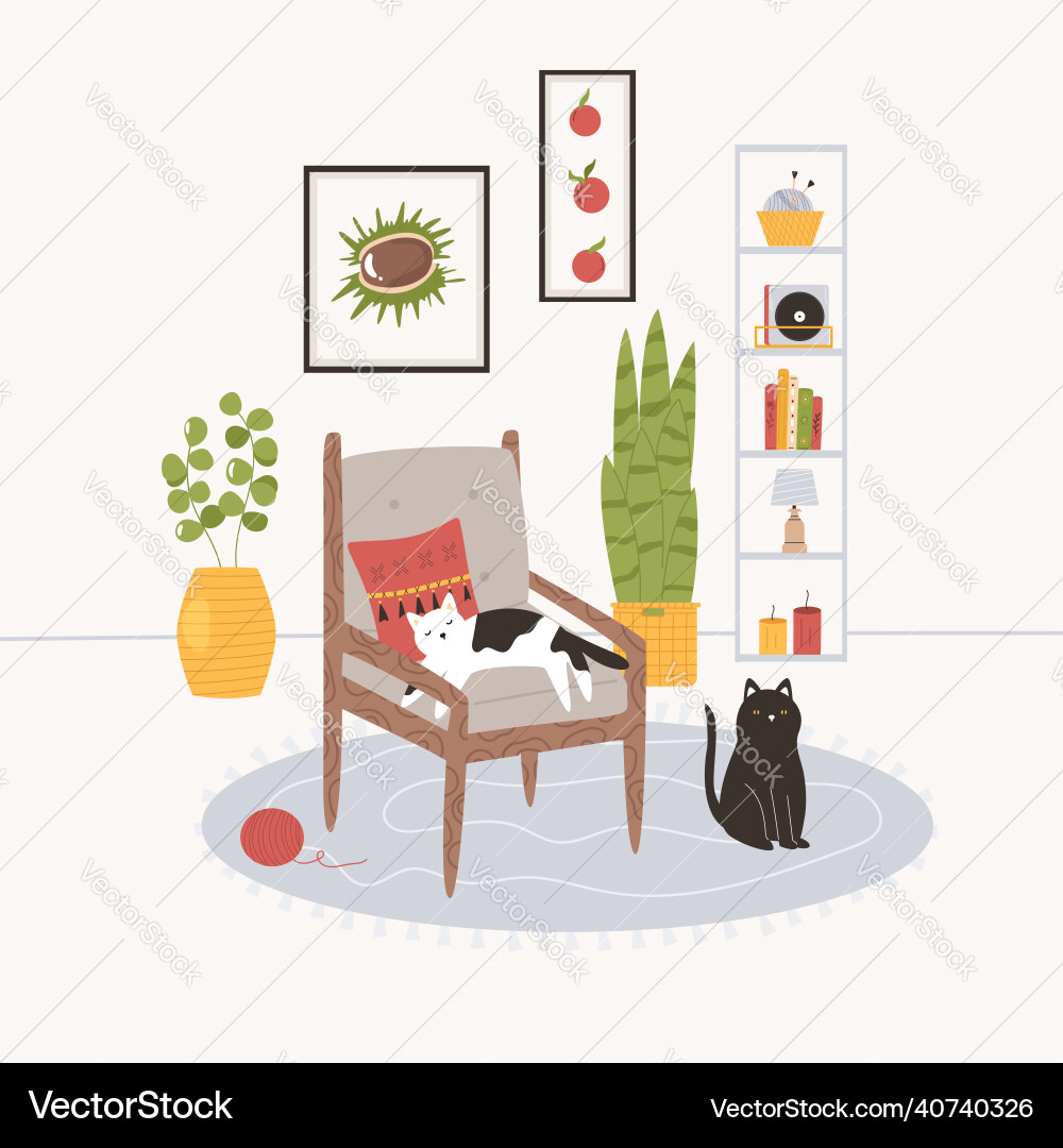 Hand gezeichnet von einem gemütlichen Zimmer Hand gezeichnet von einem gemütlichen Zimmer vektorbild