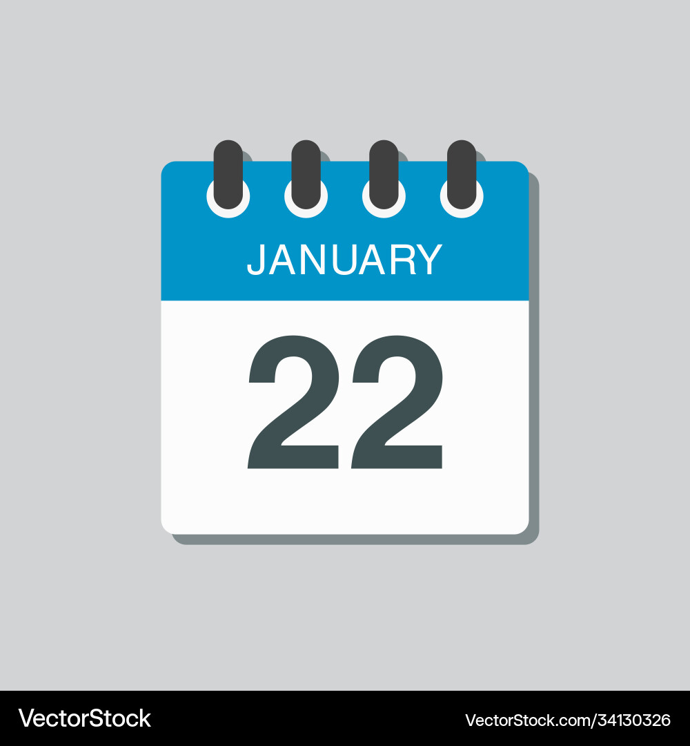 Icon day date 22 january template calendar page Icon day date 22 january template calendar page vector image