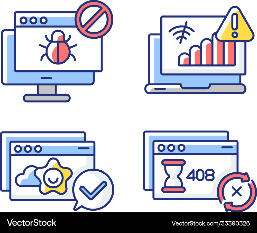Internet browsing notifications rgb color icons Internet browsing notifications rgb color icons vector image