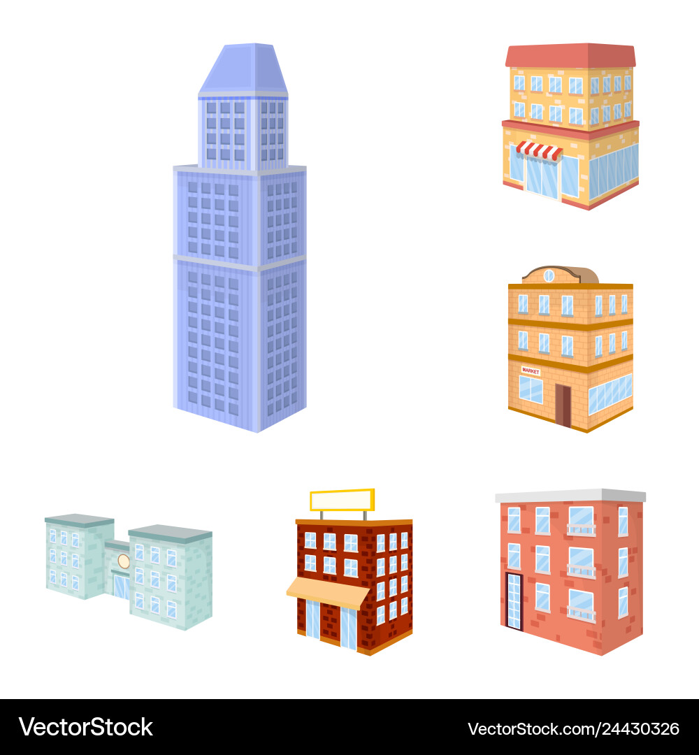 Isolated object of city and build icon collection Vector Image