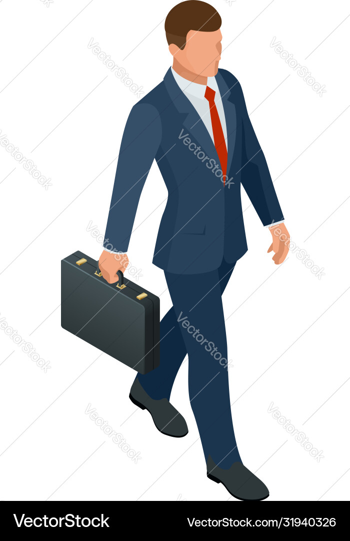 Isometric businessman isolated on write creating Isometric businessman isolated on write creating Vector Image