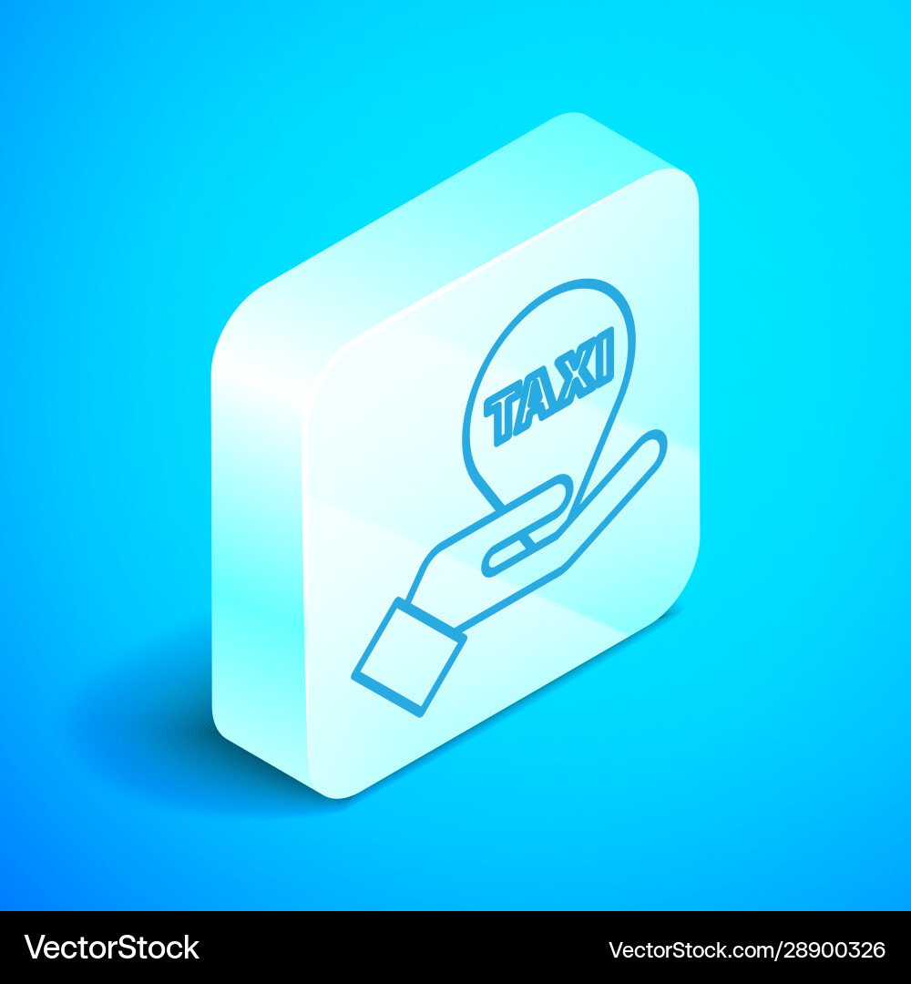 Isometric line hand on map pointer with taxi icon vector image