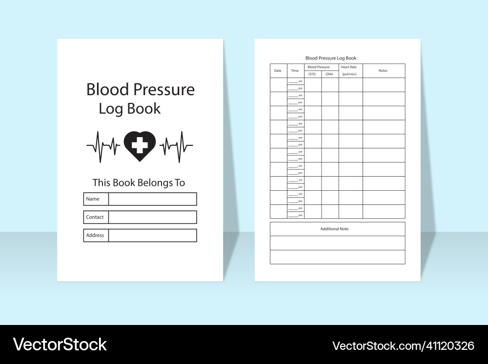 Kdp interior blood pressure log book Kdp interior blood pressure log book vector image