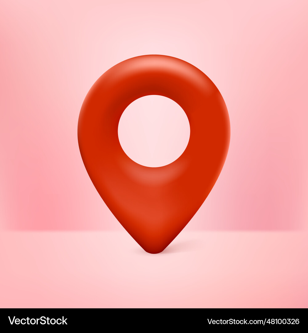 Realistic 3d map pin pointer icon red with pink Vector Image