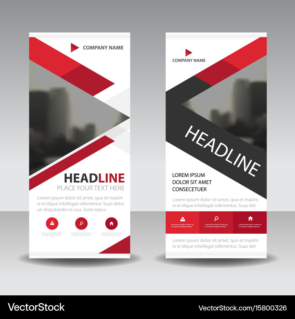 Red triangle business roll up banner flat design vector image