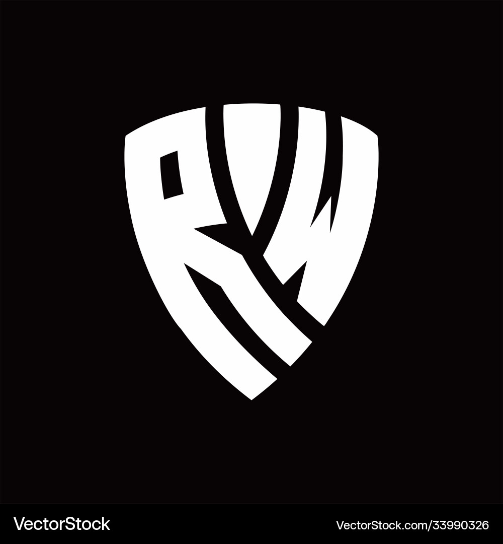 Rw logo monogram with shield elements shape Rw logo monogram with shield elements shape vector image