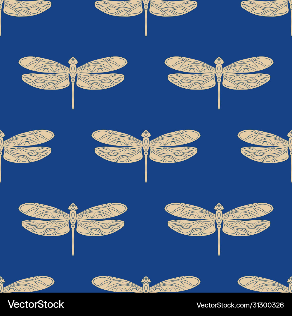 Seamless pattern with openwork dragonflies Seamless pattern with openwork dragonflies Vector Image