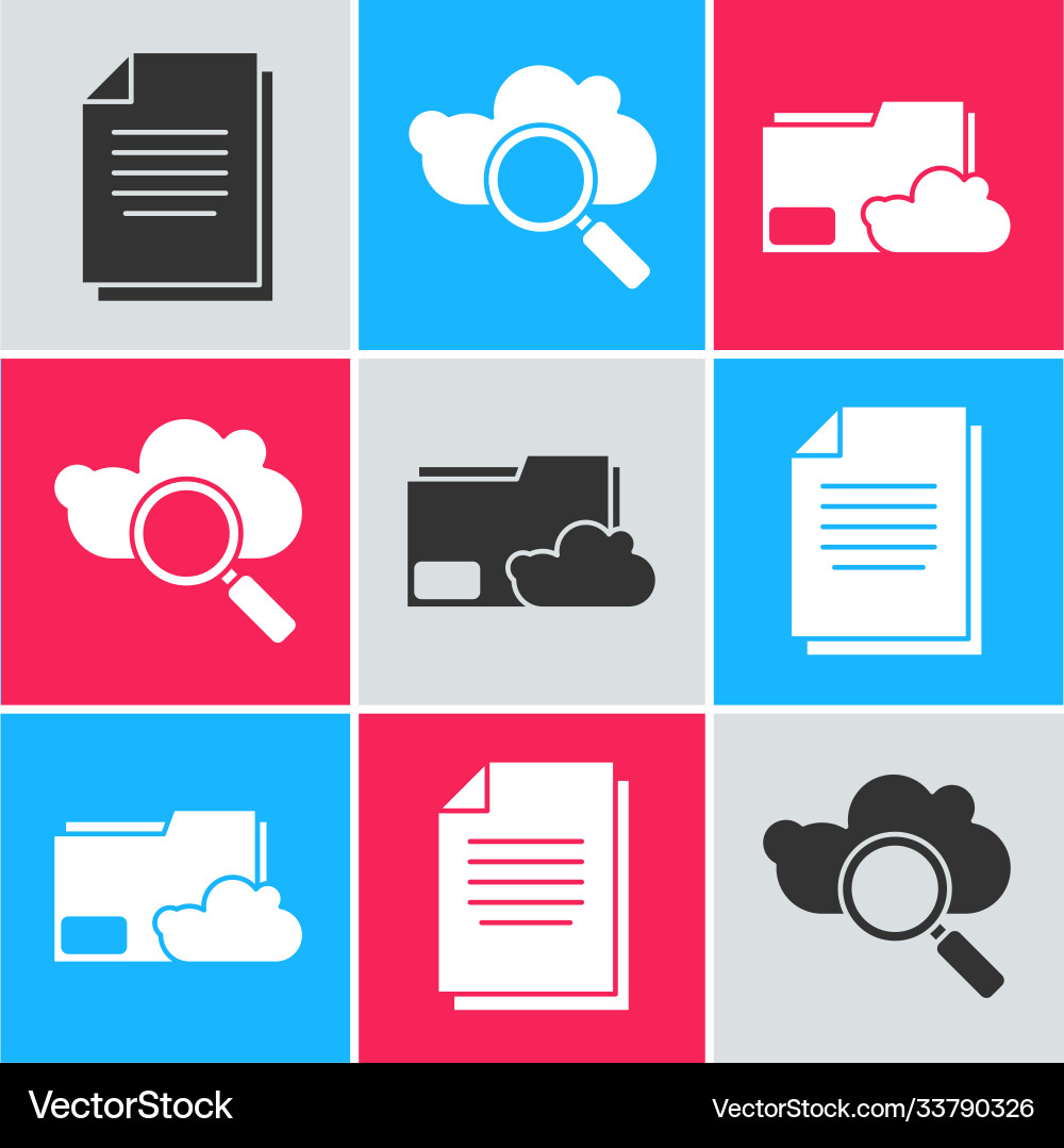 Set document search cloud computing Set document search cloud computing vector image