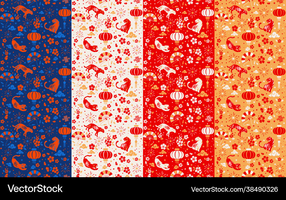Set festive pattern chinese new zodiac sign year Set festive pattern chinese new zodiac sign year vector image