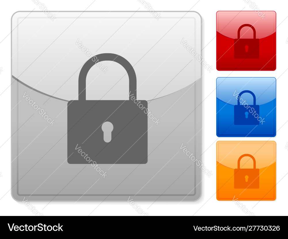 Square web buttons padlock vector image