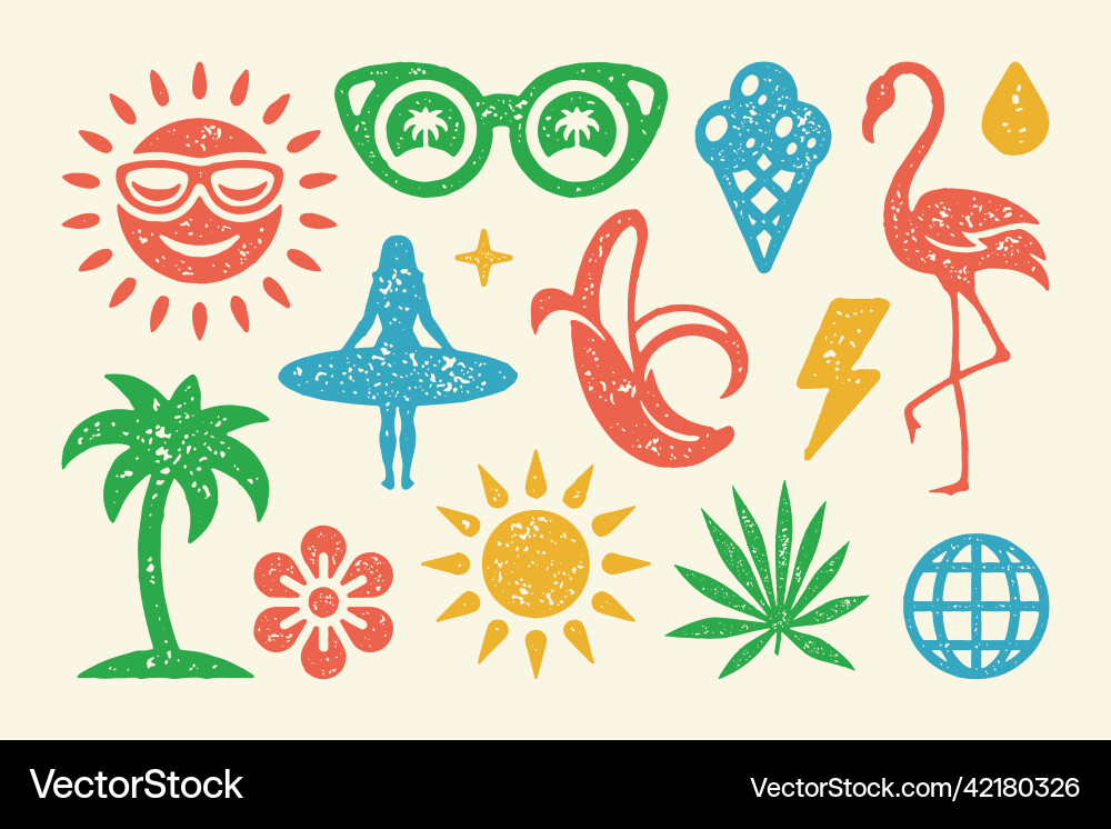 Summer symbols and objects set Summer symbols and objects set vector image