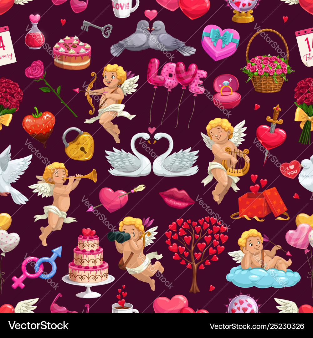 Valentines day seamless pattern february 14 Valentines day seamless pattern february 14 vector image