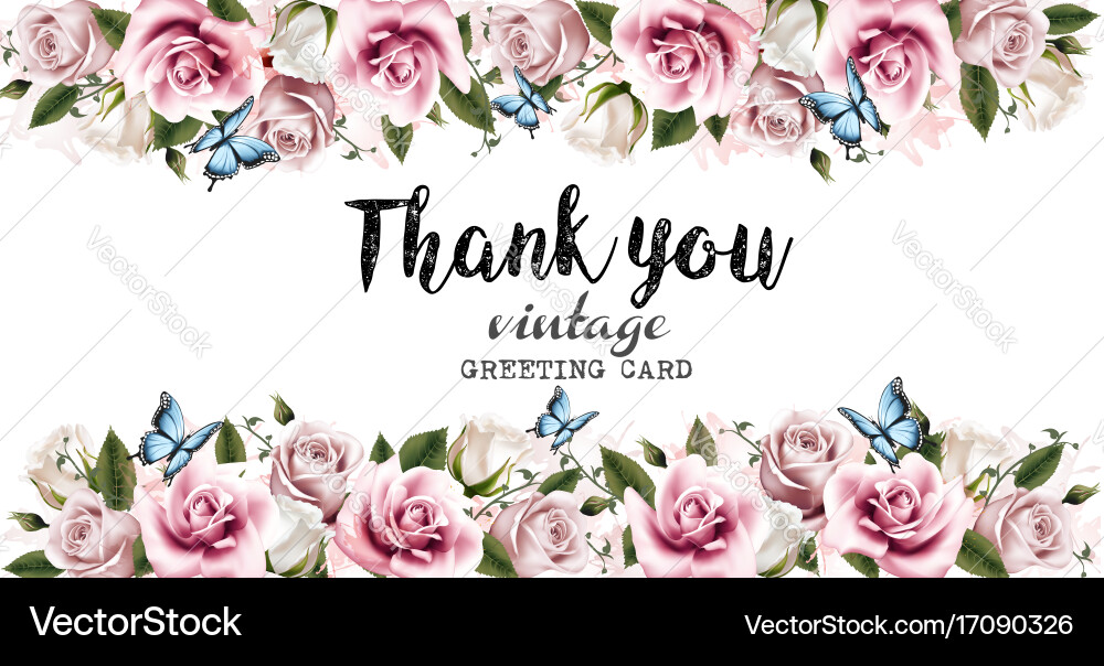 Vintage Floral Rose Card Royalty Free Vector Image