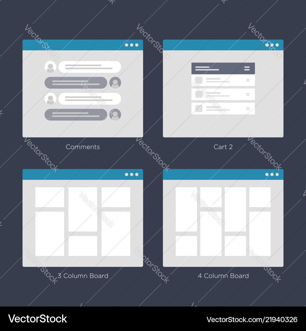 Website wireframe layouts ui kits for site map vector image