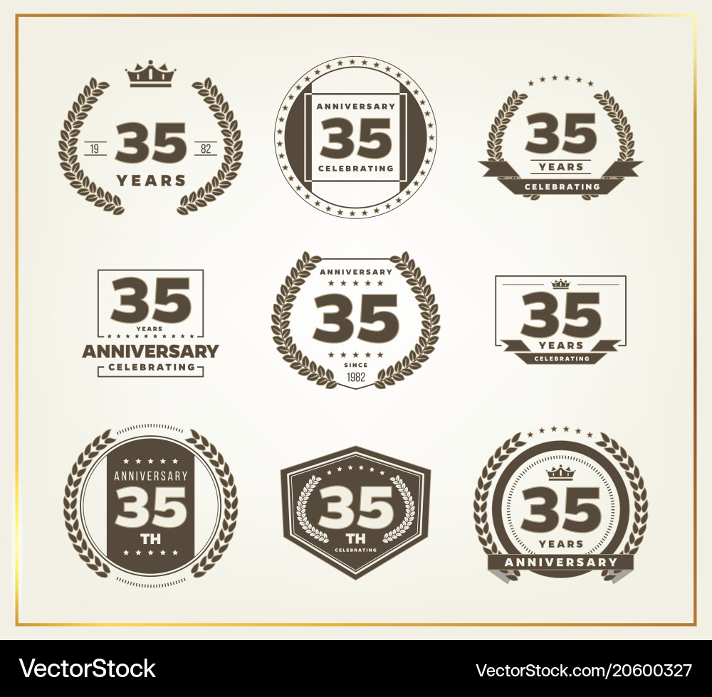 35th Anniversary Celebration Logo Set Vector Image