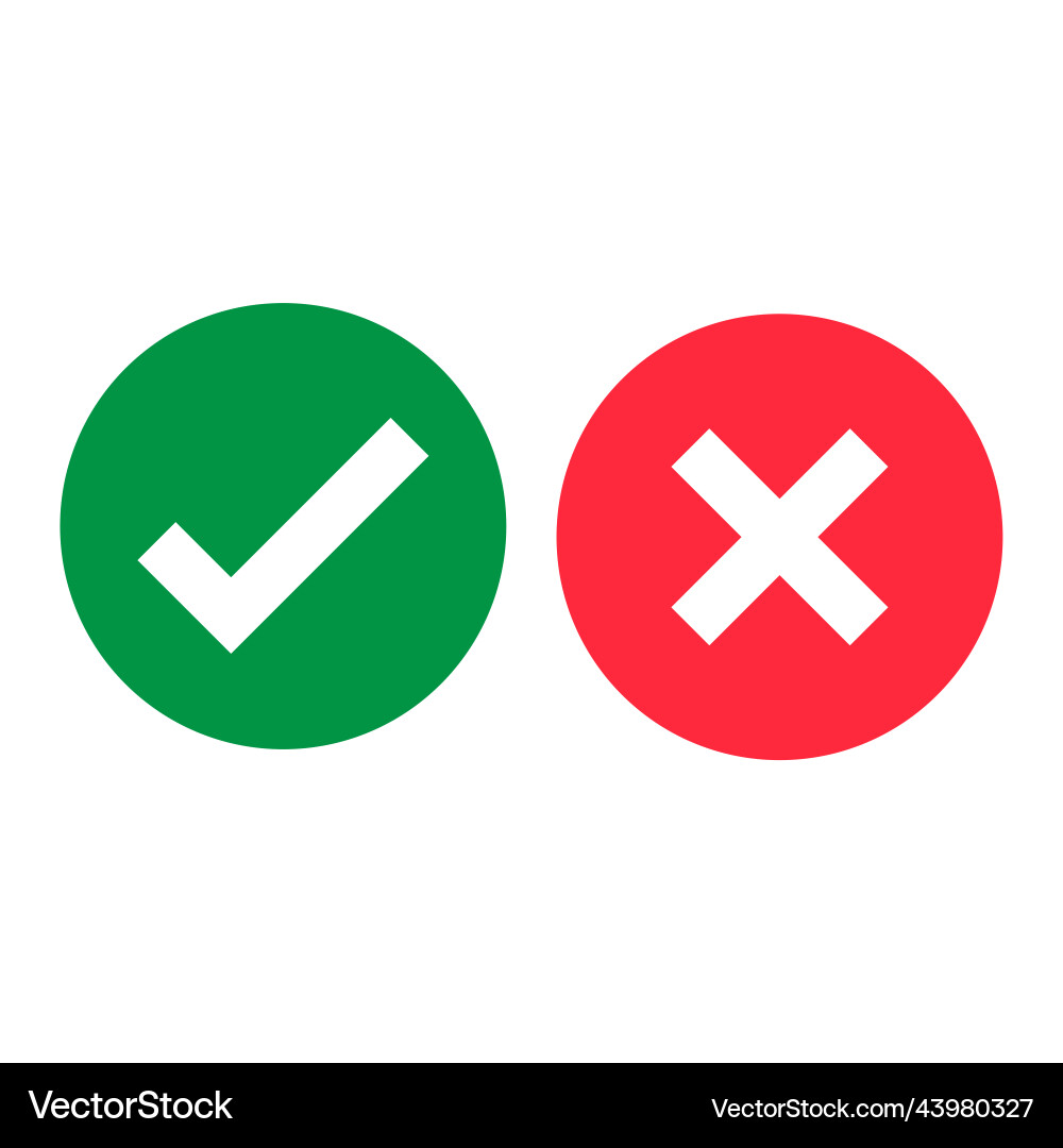Approve and negative check mark icon Approve and negative check mark icon vector image