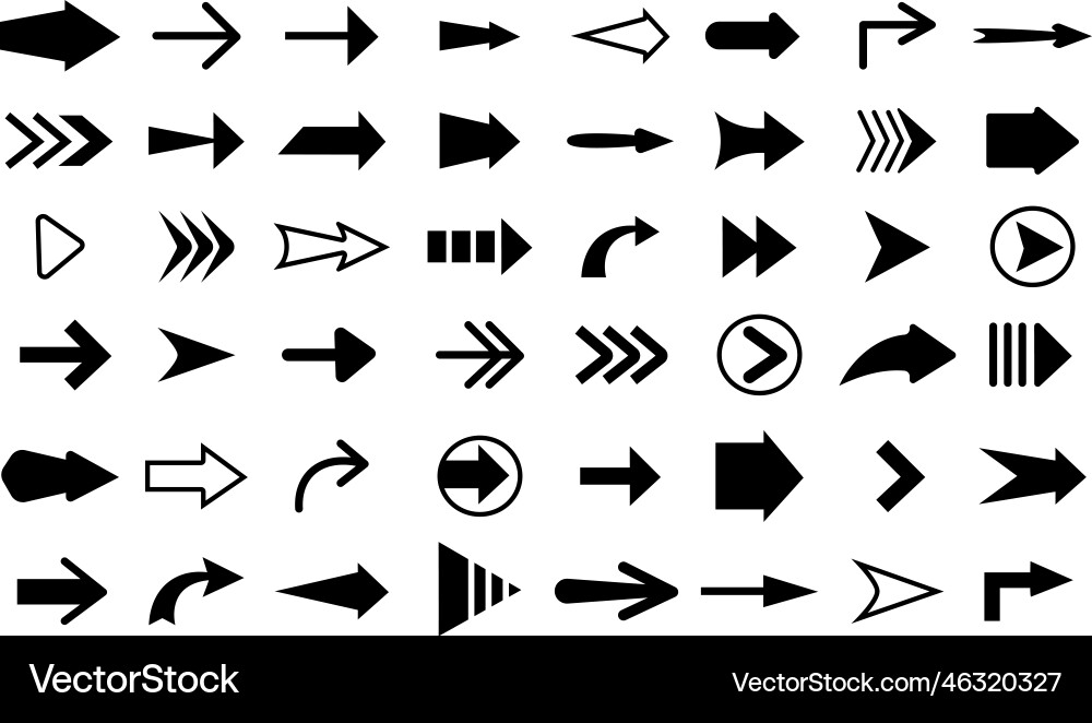Black Arrow Icons - Directional Pointers vector image