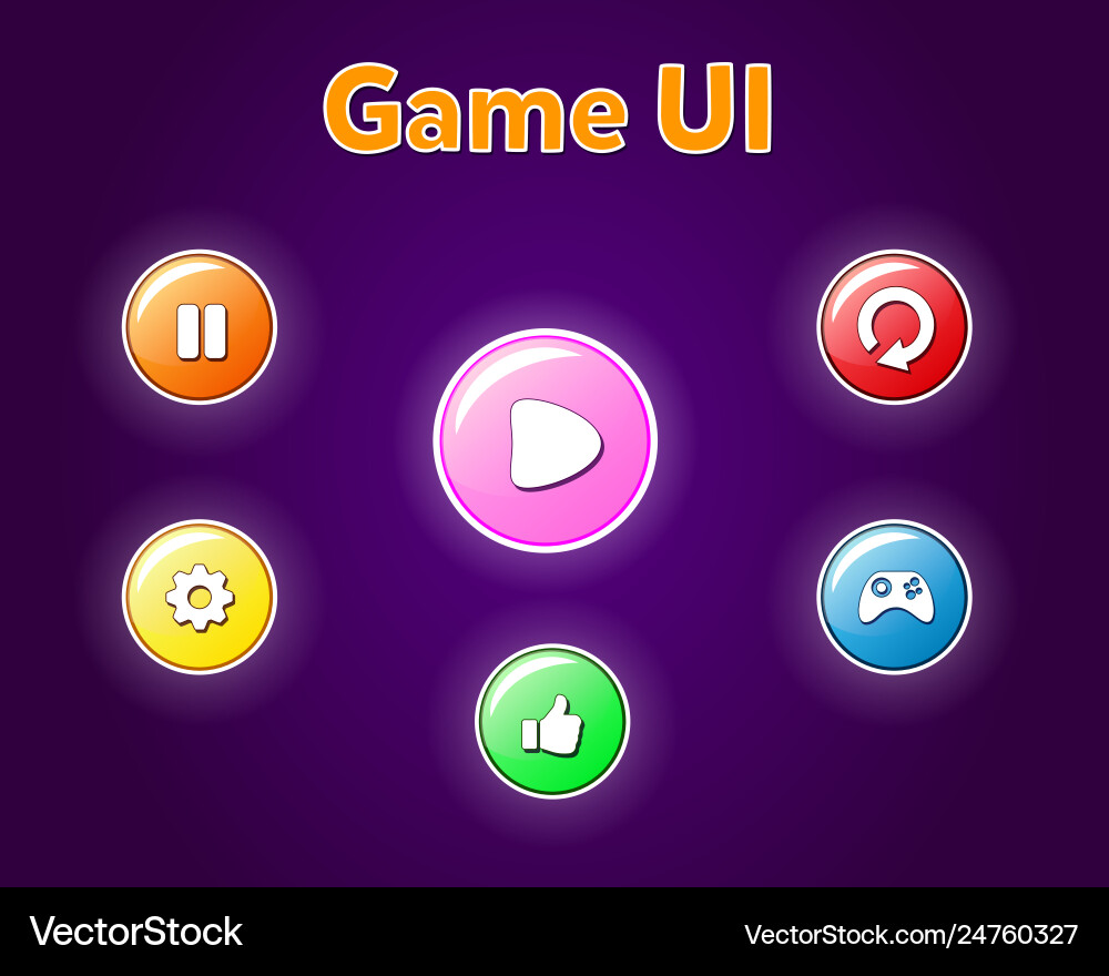 Buttons for mobile games detail ui vector image