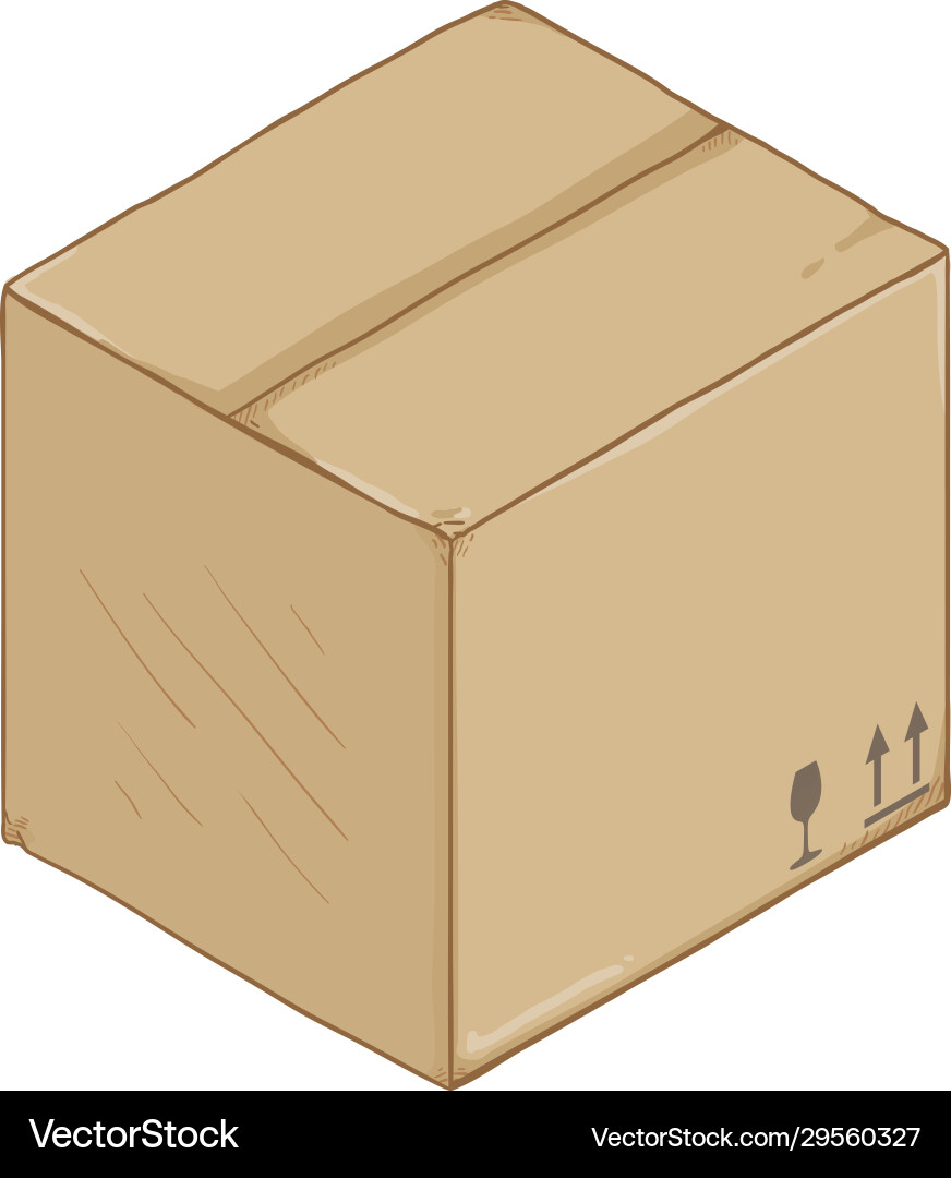 Cartoon cardboard box – Royalty-Free Vector | VectorStock, image size:872x1080