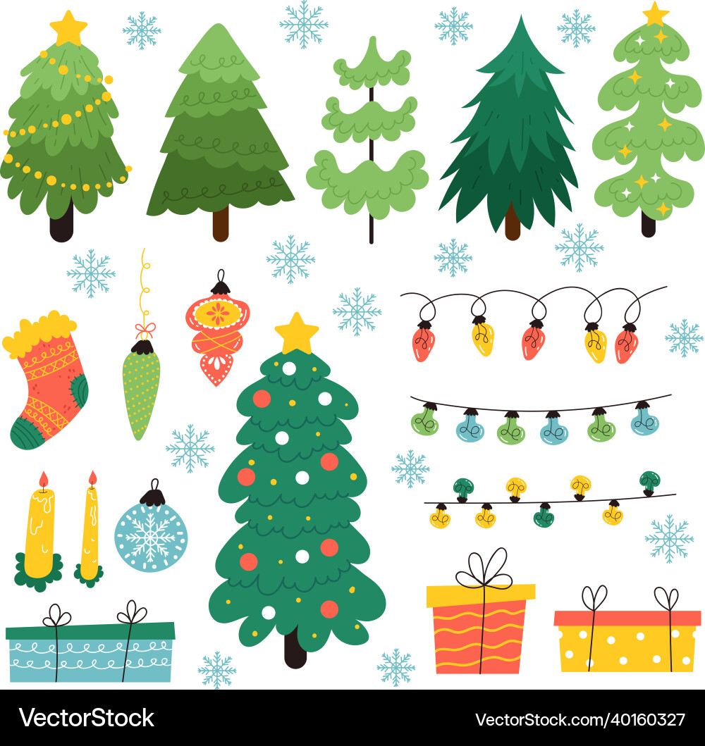 Christmas toys trees holiday new year tree Christmas toys trees holiday new year tree vector image