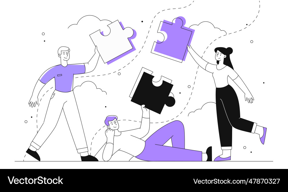 Collaborative Puzzle Solving vector image