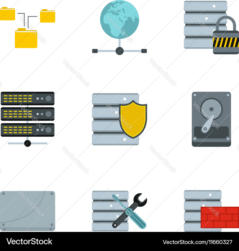 Computer setup icons set flat style Vector Image
