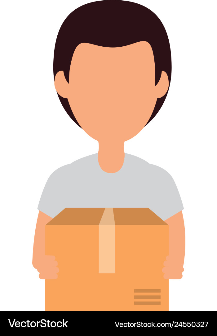 Delivery worker with box avatar character Delivery worker with box avatar character vector image