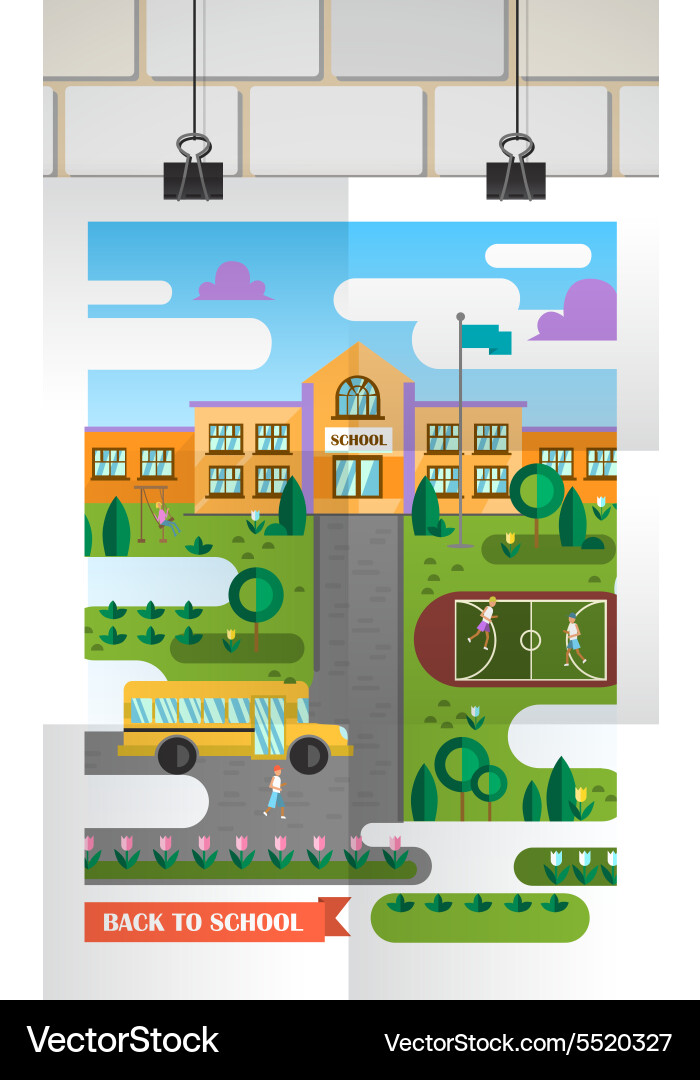 Flat back to school Royalty Free Vector Image - VectorStock