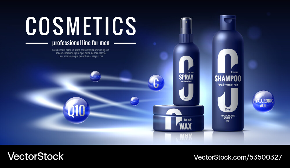 Herren kosmetische Produktvorlagen Shampoo Spray Herren kosmetische Produktvorlagen Shampoo Spray vektorbild