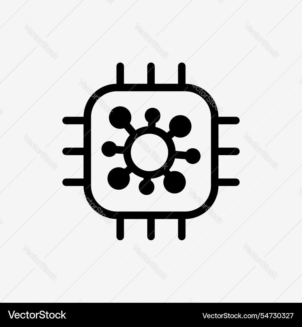 Icon line cpu chip micro processor with virus Icon line cpu chip micro processor with virus vector image