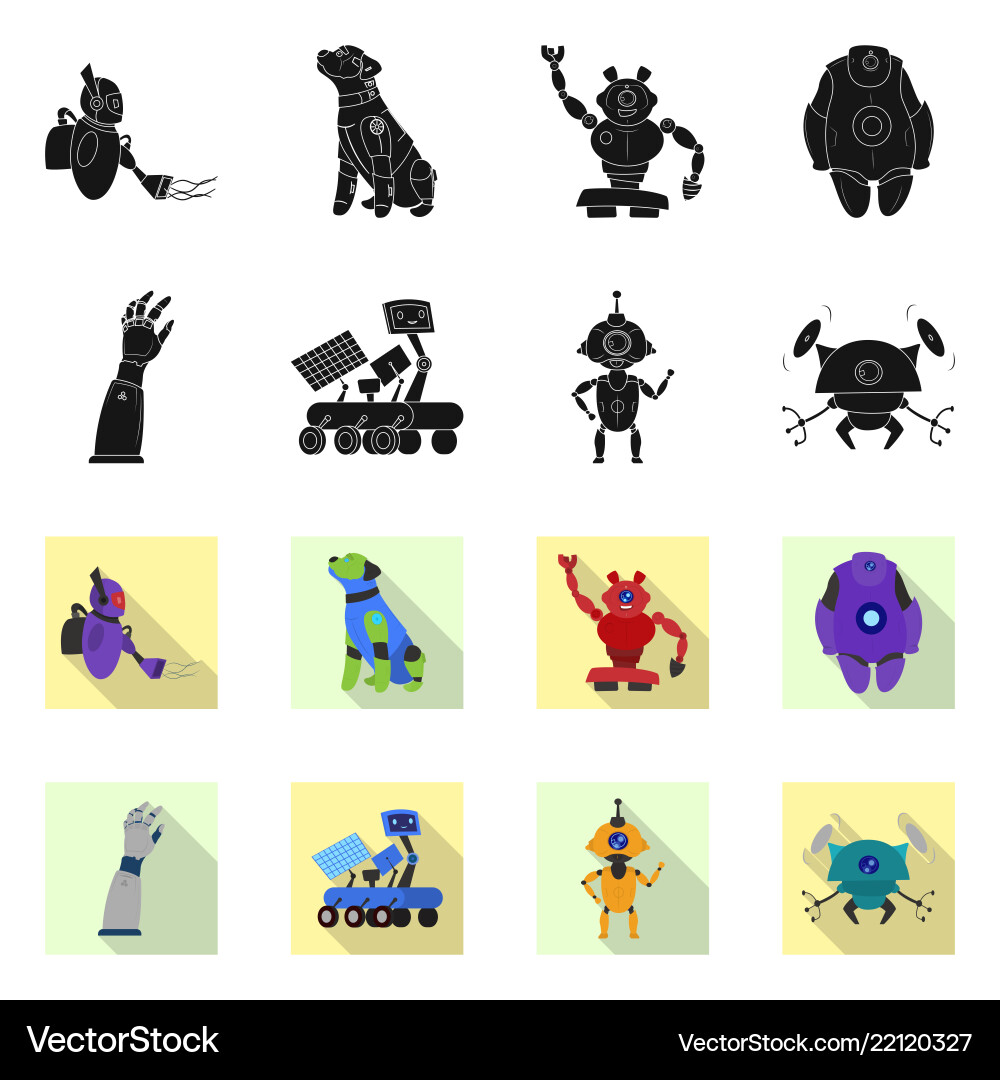 Isolated object of robot and factory sign set Isolated object of robot and factory sign set vector image